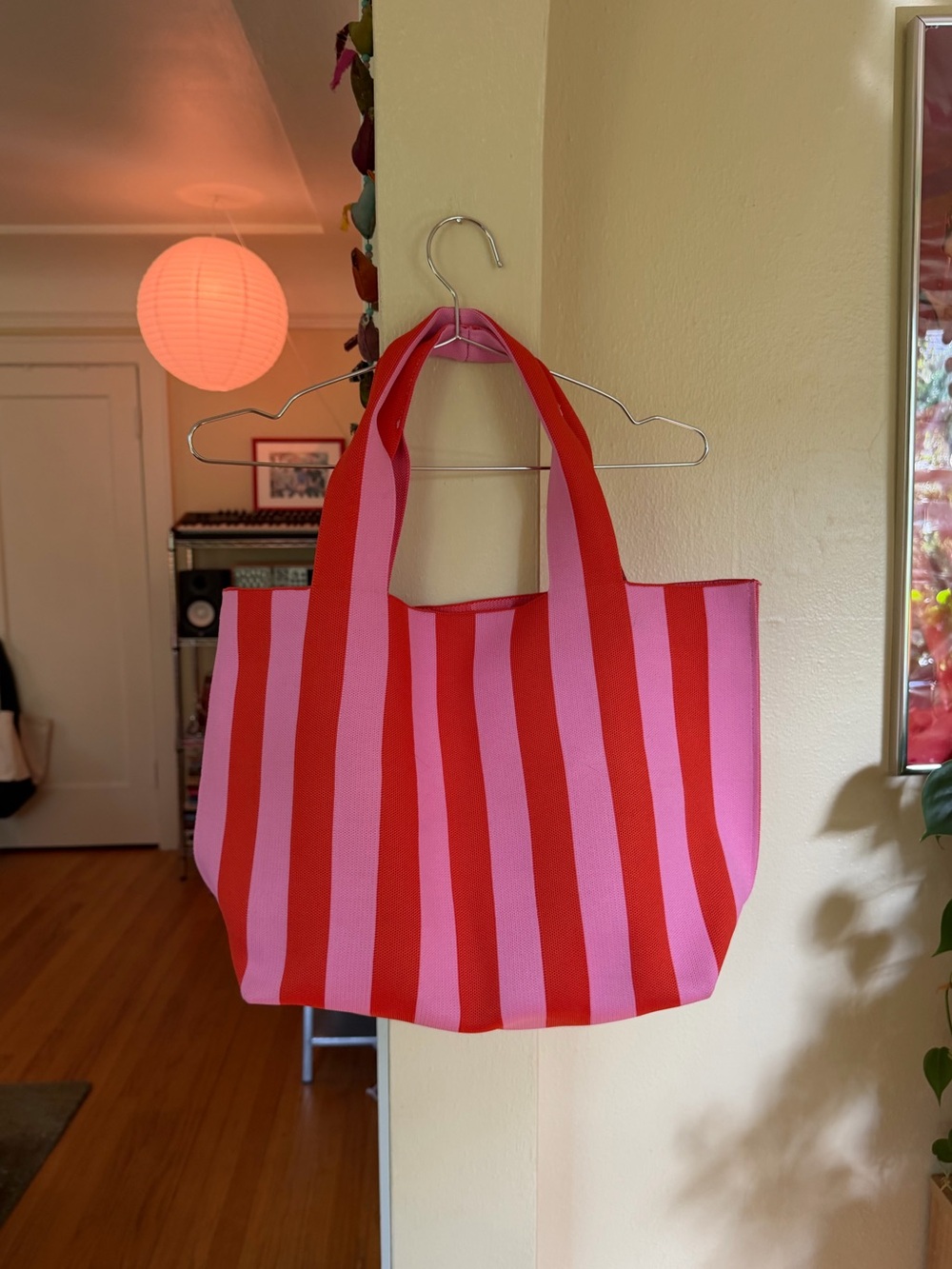 NWOT Pink and Orange Striped Beach Tote